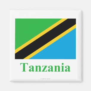 Tanzania Flagga med Namn Magnet