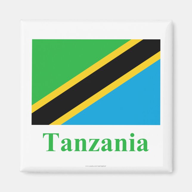 Tanzania Flagga med Namn Magnet (Framsidan)