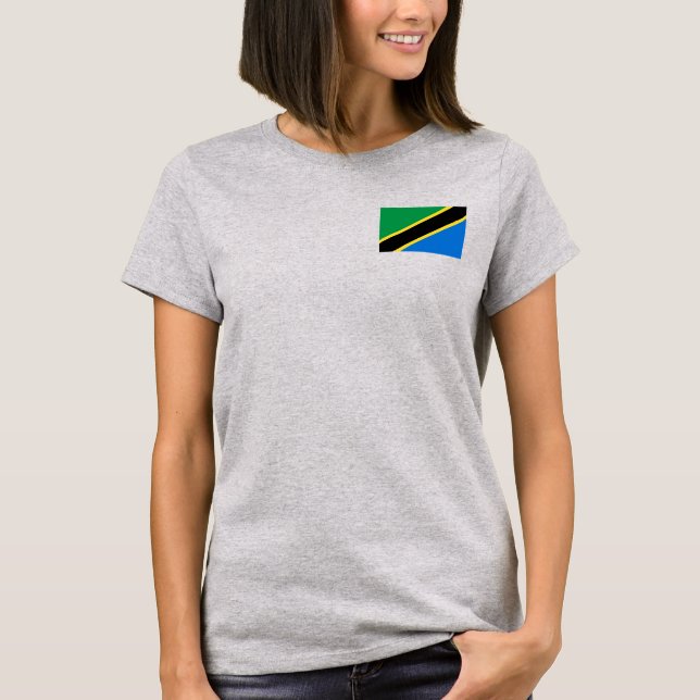 Tanzania Flagga och Karta dk T-Shirt (Framsida)