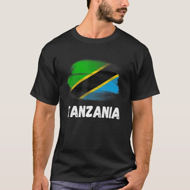 Tanzania Flagga Pride Retro Tanzanian Flagga Morsa T Shirt (Framsida)