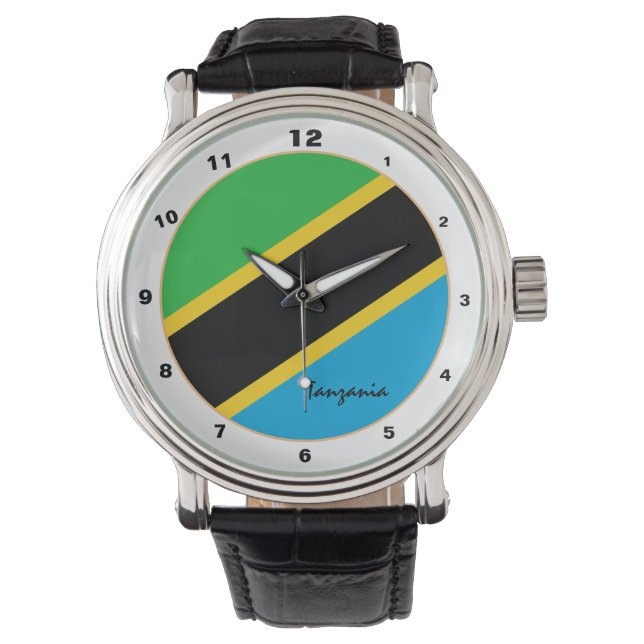 Tanzania Flagga & Tanzania trendig mode /design Armbandsur (Framsida)