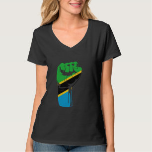 Tanzania Flagga Tanzaniska Rötter Handfist Tanzani T Shirt