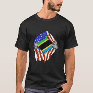 Tanzania Flagga USA Tanzanian Roots Chest Tanzania T Shirt