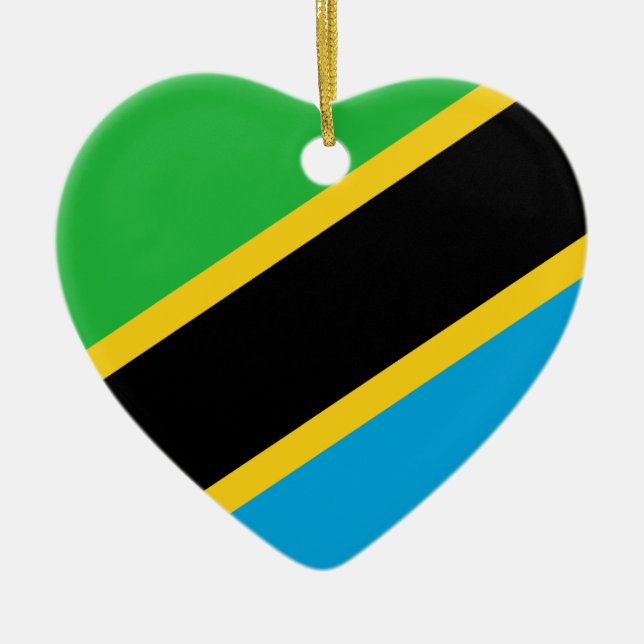 Tanzania flaggahjärta julgransprydnad keramik (Framsidan)
