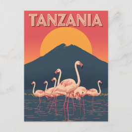 Tanzania Flamingo Solnedgång Vykort