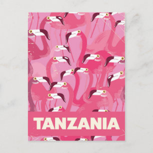 Tanzania Flamingos retro-reseaffisch Vykort