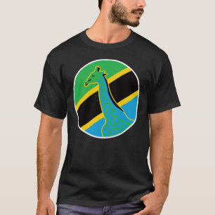 Tanzania Giraffe Tanzanian National Animal Flagga T Shirt