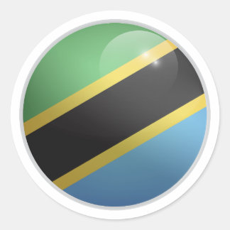 Tanzania Glossy Circle Flagga Runt Klistermärke