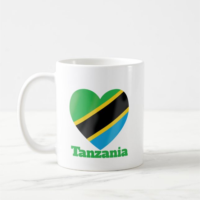Tanzania Heart Flagga Kaffemugg (Vänster)