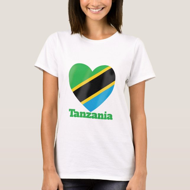 Tanzania Heart Flagga T Shirt (Framsida)