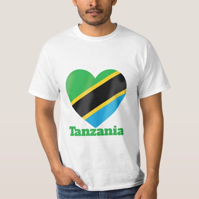 Tanzania Heart Flagga T-Shirt (Framsida)
