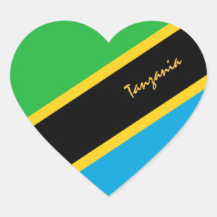 Tanzania Hjärtdekal, Patriotisk Tanzanisk Flagga Hjärtformat Klistermärke