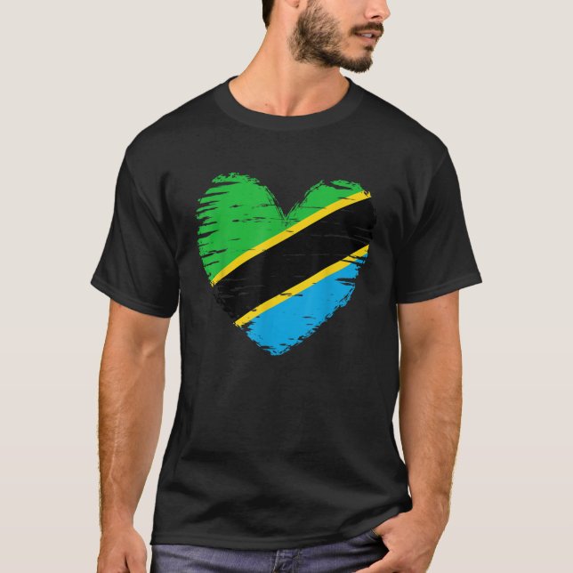 Tanzania Hjärtpredskap Tanzania Heart Flagga I kär T Shirt (Framsida)