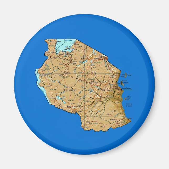 Tanzania Karta Magnet (Framsidan)