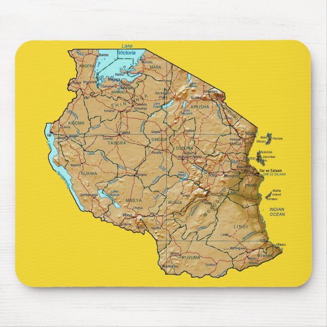 Tanzania karta Mousepad Musmatta (Framsidan)