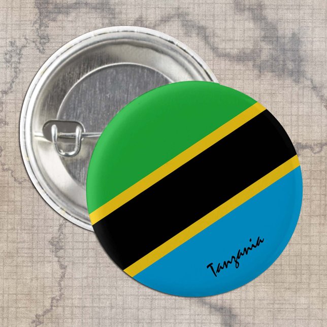 Tanzania-knapp, patriotisk Tanzania Flagga mode Knapp (Skapare uppladdad)
