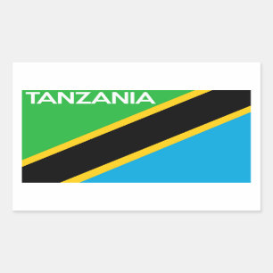 tanzania land flagga text namn rektangulärt klistermärke