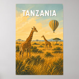 Tanzania luftballongillustration resekonst poster
