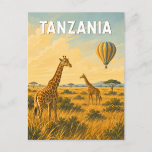 Tanzania luftballongillustration resekonst vykort