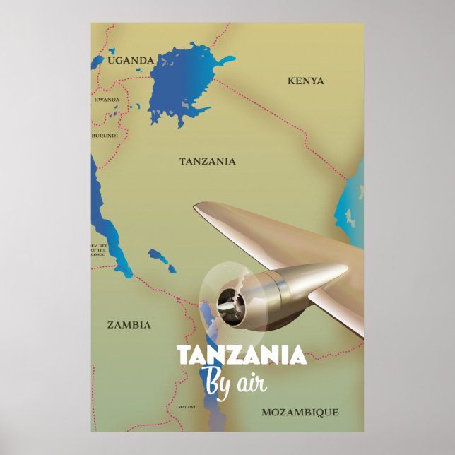 Tanzania med flyg poster (Framsidan)