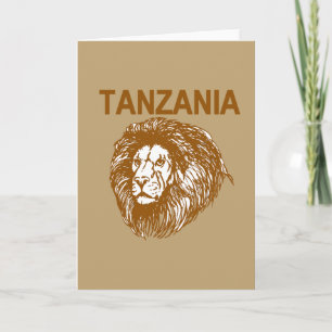 Tanzania med Lejont gratulationskort Kort