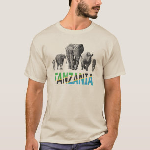 Tanzania-Pridet Big 5 Wildlife för Tanzania Fläkt T Shirt