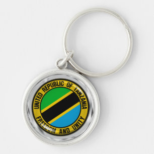 Tanzania Round Emblem Rund Silverfärgad Nyckelring