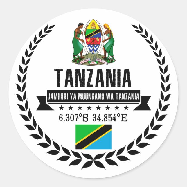 Tanzania Runt Klistermärke (Framsida)