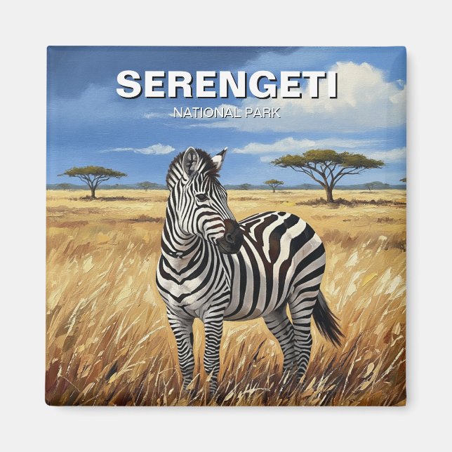 Tanzania Serengeti nationalpark Zebra Magnet (Framsidan)