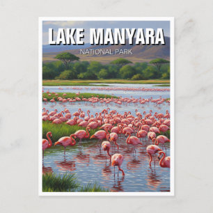 Tanzania Sjö Manyara nationalpark Flamingos Vykort