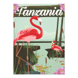 Tanzania - Sjö Natron - Flamingo-reseaffisch Fototryck