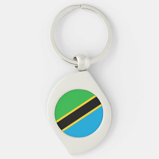 Tanzania Swirl Silverfärgad Nyckelring (Framsidan)