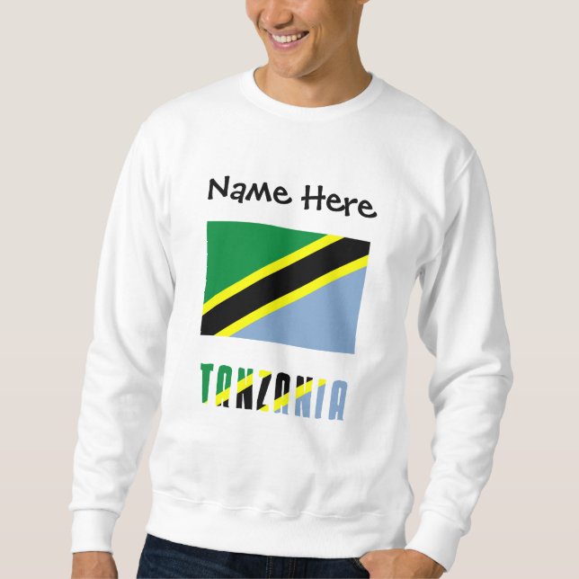 Tanzania Tanzania Flagga Black Personalization Lång Ärmad Tröja (Framsida)