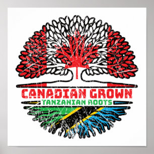 Tanzania Tanzanian Canadian Canada Träd Roots Flag Poster