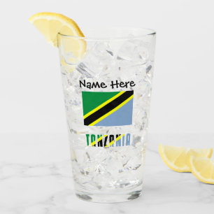 Tanzania Tanzanias flagga Svart Personalisering Glaskopp