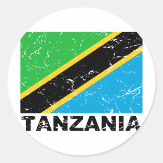 Tanzania Vintage Flagga Runt Klistermärke