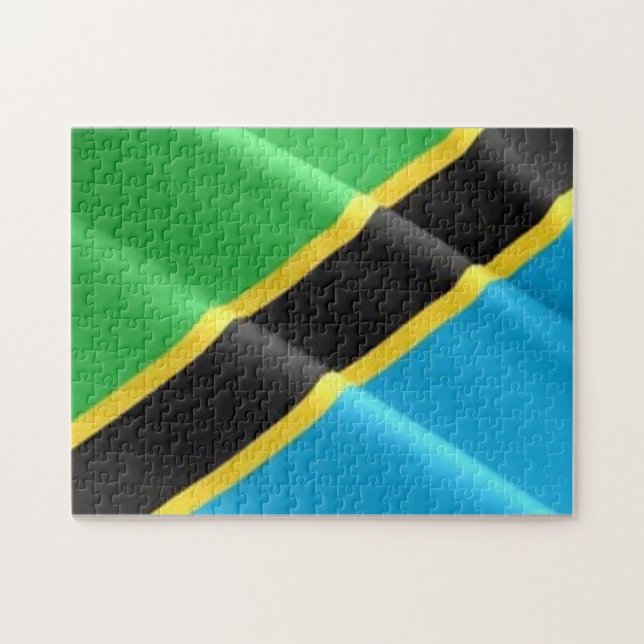 Tanzania - Wave Flagga - Pussel (Horisontell)