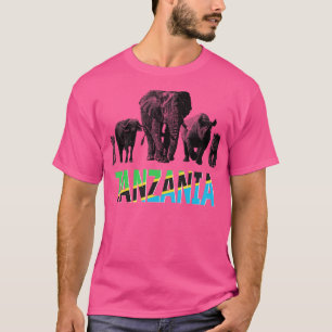 Tanzania Wildlife Big Fem Safari för Tanzania Fläk T Shirt