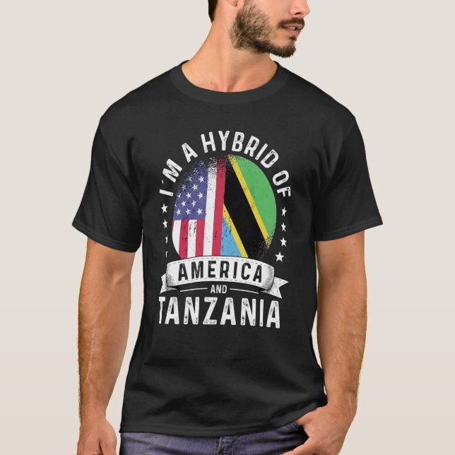 Tanzanian American Patriot Grown Flag Humor T Shirt (Framsida)