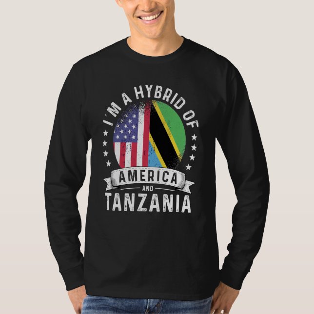 Tanzanian American Patriot Grown Flag Humor T Shirt (Framsida)