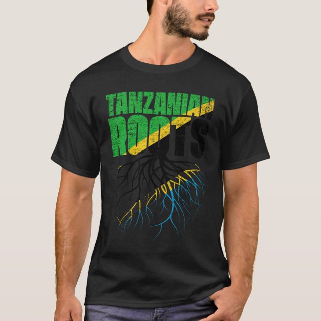 Tanzanian Roots Tanzania Heritage Flagga T Shirt (Framsida)