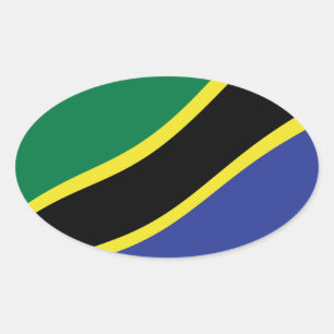 Tanzanias flagga dekal ovalt klistermärke