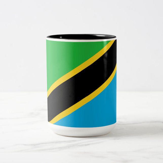 Tanzanias flagga Två-Tonad mugg (Center)