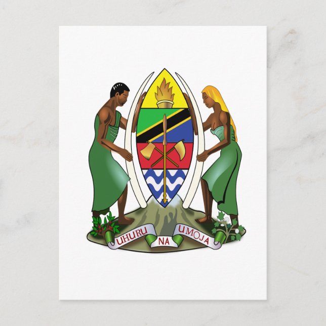 Tanzanias Officiell Jackar Arm Heraldry Symbol Vykort (Framsida)