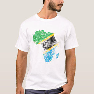 Tanzanias stressade Flagga på Afrikan T Shirt