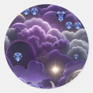 Tanzanite Diamant Celestial Måne Lyx Estetik Runt Klistermärke