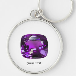 Tanzanite Gemstone-Lila Rund Silverfärgad Nyckelring