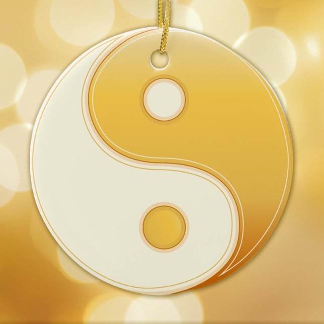 Taoism Symbol Julgransprydnad Keramik (Gold Yin Yang mandala, symbol of Taoism.  Peace.)