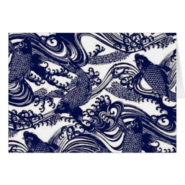 Taoism Yin Yang Blue Japansk tatto Koi Fish Hälsningskort (Framsidan Horizontal)
