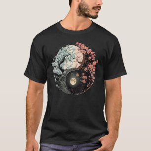 Taoism Yin Yang Cherry Blommar på Taijitu Yin Yang T Shirt